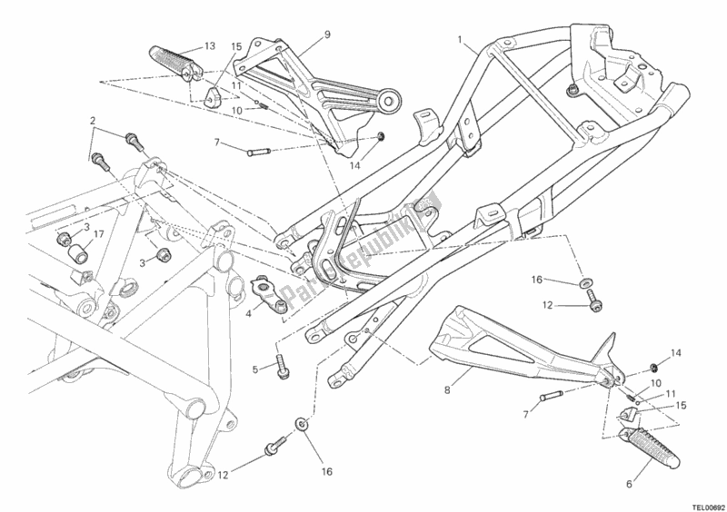 Todas as partes de Quadro Traseiro do Ducati Streetfighter 848 USA 2014